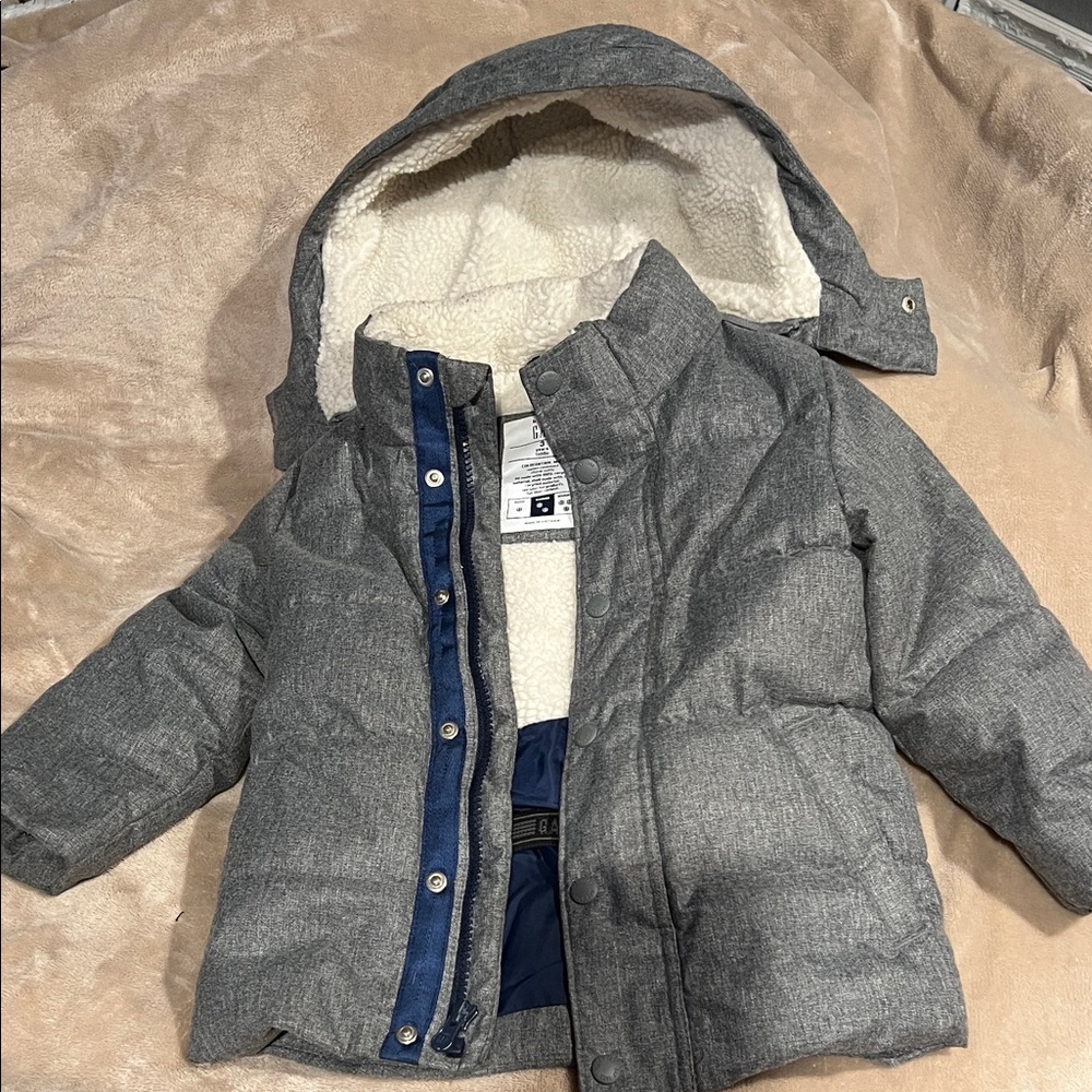 GAP Gray Puffer Jacket with Hood